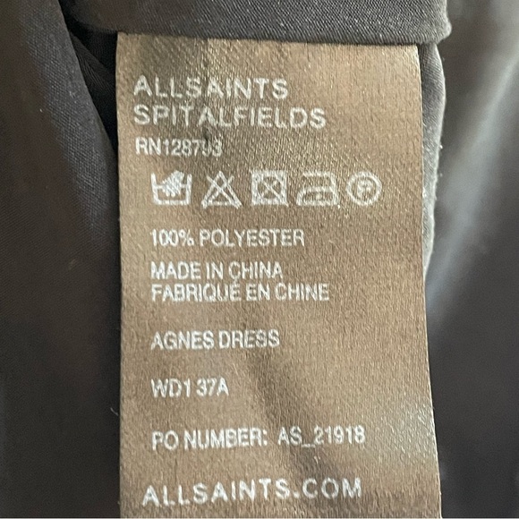 All Saints | Agnes Black Open Rivet Low Back Mini Dress - Picture 8 of 9